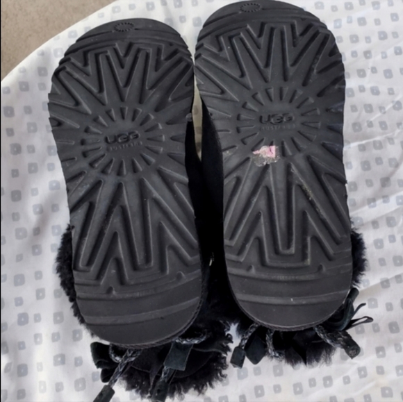 UGG Mini Bailey Leather Braid Bow Swarovski Black Boots Metal Logo Wmn Sz 5/ 36 - Picture 7 of 13